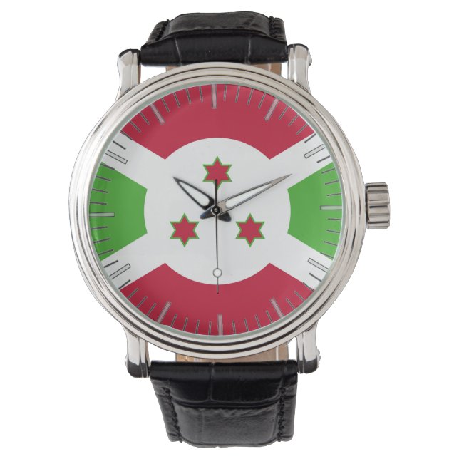 Patriotic, special watch with Flag of Burundi (Front)