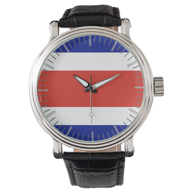 Patriotic, special watch with Flag of Costa Rica (Front)