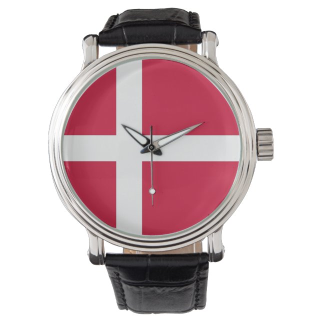 Patriotic, special watch with Flag of Denmark (Front)