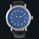 Patriotic, special watch with Flag of Europe<br><div class="desc">Add a touch of European pride to your wrist with our exclusive hand watch featuring the flag of the European Union! Crafted with meticulous attention to detail, this hand watch is more than just a timepiece; it’s a celebration of unity and cultural diversity within the EU. The vibrant design prominently...</div>