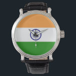 Patriotic, special watch with Flag of India<br><div class="desc">Embrace the spirit of India with our exquisite hand watch featuring the tricolor flag! This stylish timepiece proudly showcases the iconic design of the Indian flag. The watch strap and dial elegantly display the saffron, white, and green colours, with the Ashoka Chakra in navy blue centred on the white stripe....</div>