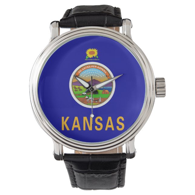Patriotic, special watch with Flag of Kansas (Front)