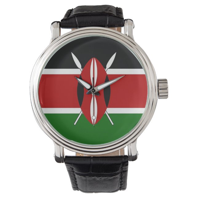 Patriotic, special watch with Flag of Kenya (Front)
