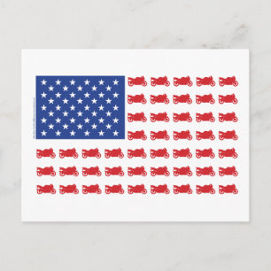 Patriotic Sport Bike Flag Postcard