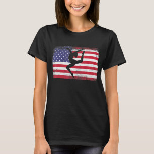 Patriotic Sports Design Usa Flag Girls Gymnastics T-Shirt