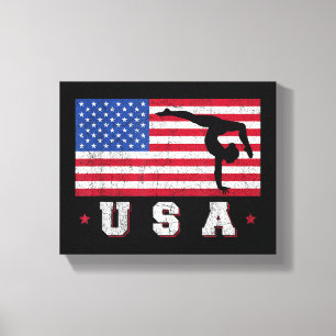 Patriotic Sports Gift American USA Flag Girls Gymn Canvas Print