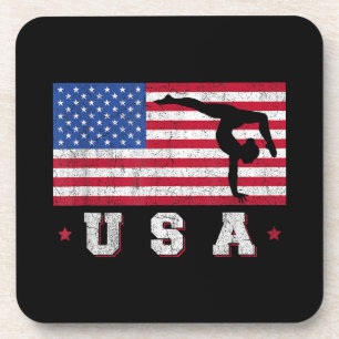 Patriotic Sports Gift American USA Flag Girls Gymn Coaster