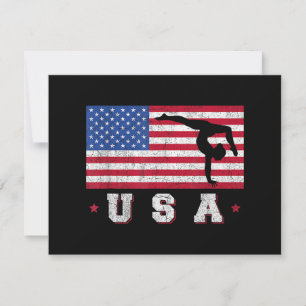 Patriotic Sports Gift American USA Flag Girls Gymn Holiday Card