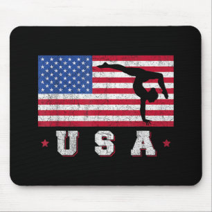 Patriotic Sports Gift American USA Flag Girls Gymn Mouse Mat