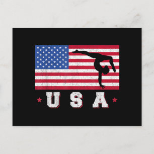 Patriotic Sports Gift American USA Flag Girls Gymn Postcard