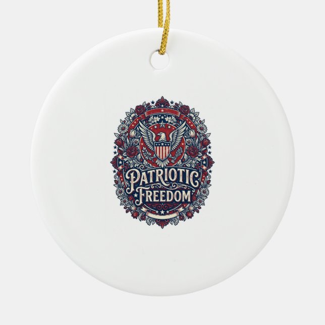 Patriotic Spring Garden Vector Graphic Tee Ceramic Tree Decoration (Front)