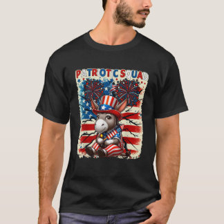 Patriotic Squad Donkey 4th Of July Fireworks US Fl T-Shirt