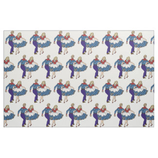 Patriotic Square Dancers USA red white & blue Fabric