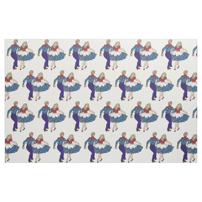 Patriotic Square Dancers USA red white & blue Fabric (Fat Quarter)