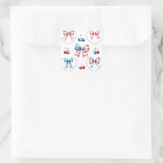 Patriotic  square sticker (Bag)