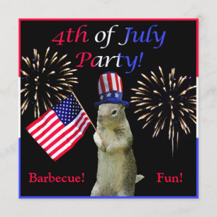 Patriotic Squirrel 4th of July Party Invitations