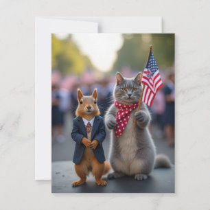Patriotic Squirrel and Cat