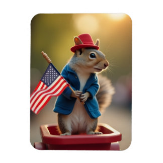 Patriotic Squirrel Magnet