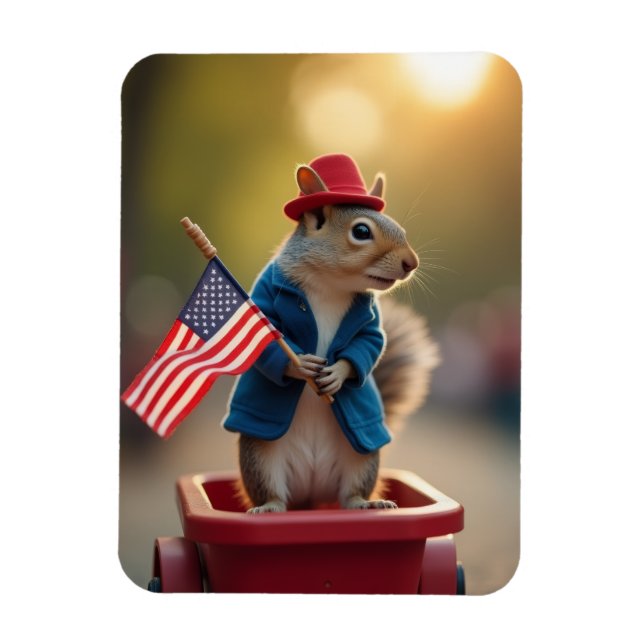 Patriotic Squirrel Magnet (Vertical)