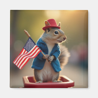 Patriotic Squirrel Magnet