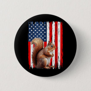 Patriotic Squirrel USA Flag American 4th Of July 6 Cm Round Badge
