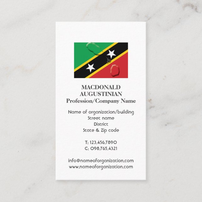 Patriotic ST KITTS FLAG Add Photo Business Card (Front)