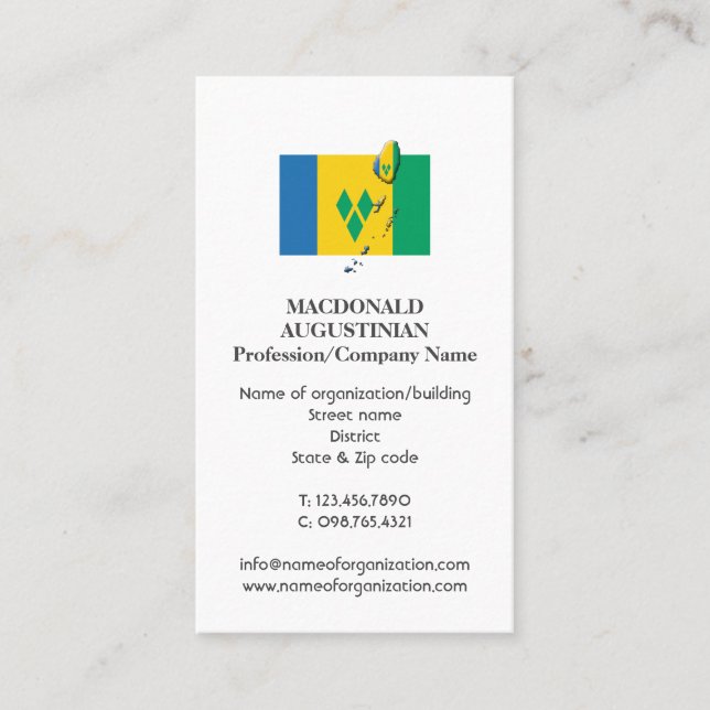 Patriotic | ST VINCENT FLAG | Photo Business Card (Front)
