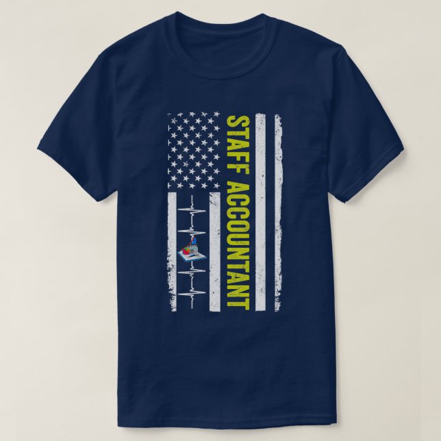 PATRIOTIC STAFF ACCOUNTANT DAD WITH AMERICAN FLAG  T-Shirt (Design Front)
