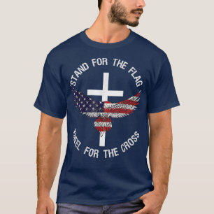 Patriotic Stand For The Flag Kneel For The Cross  T-Shirt