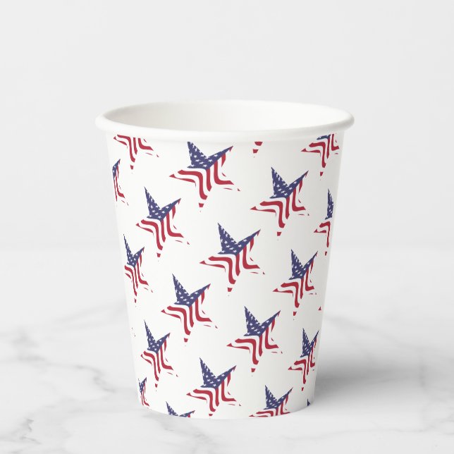 Patriotic Star American Flag Patriotic Paper Cups (Front)