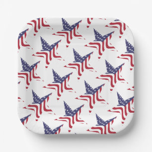 Patriotic Star American Flag Patriotic Paper Plate