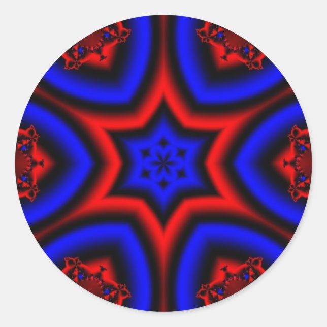 Patriotic Star Classic Round Sticker (Front)