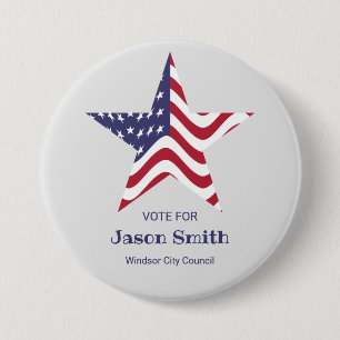Patriotic Star Custom Button American Flag