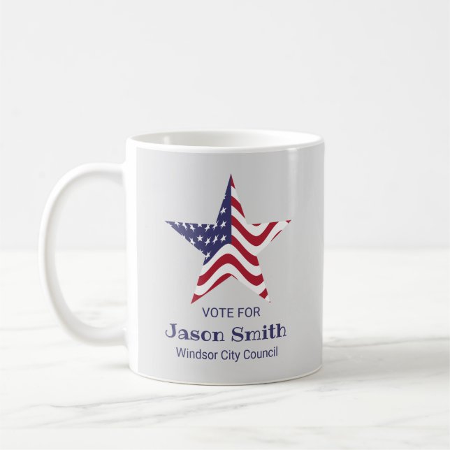 Patriotic Star Custom Coffee Mug American Flag (Left)