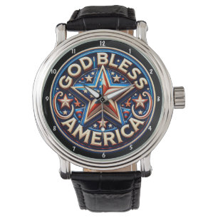 Patriotic Star 'God Bless America' Text Watch