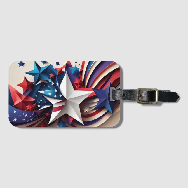 Patriotic Star Luggage Tag (Front Horizontal)