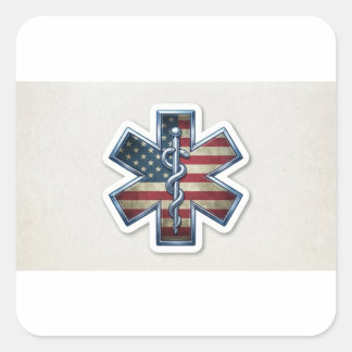 Patriotic Star of Life Square Sticker