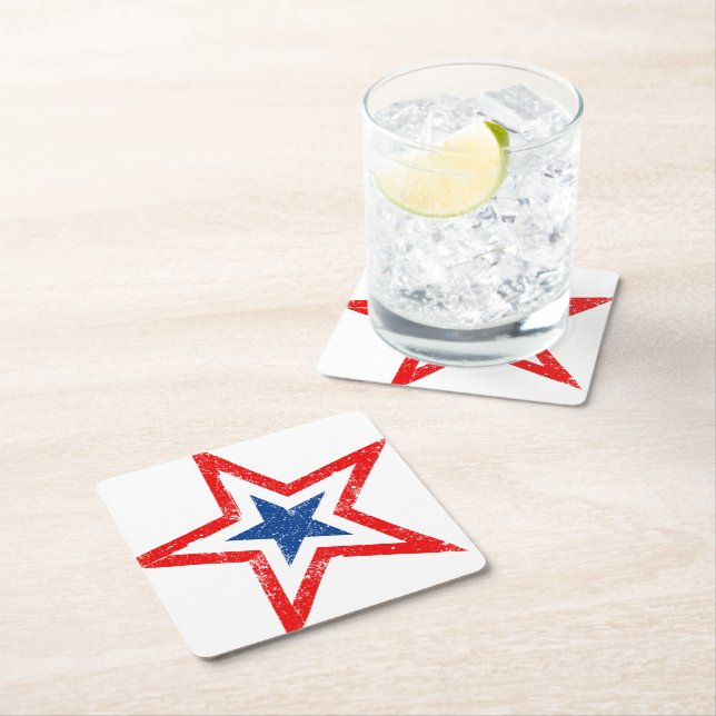 Patriotic Star Paper Drink Coaster (Insitu)