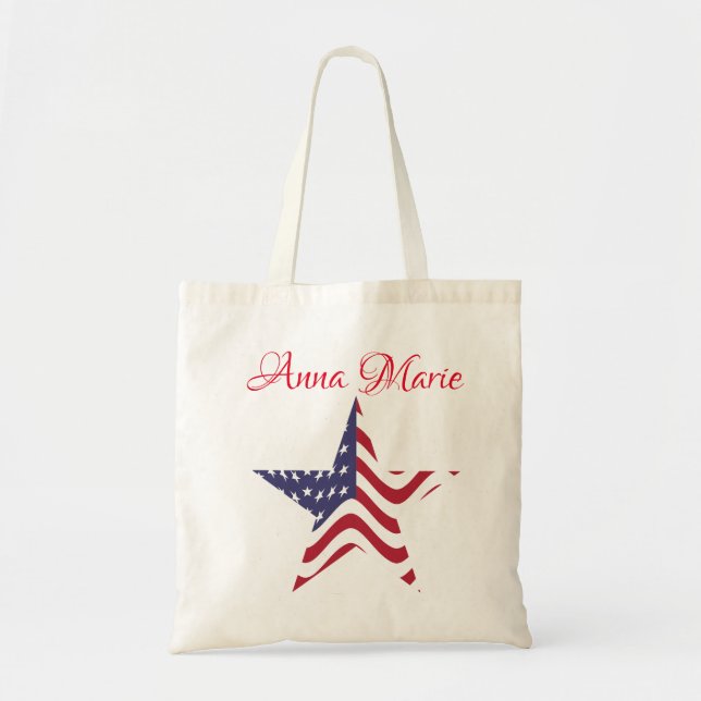 Patriotic Star Personalised Tote Bag America USA (Front)