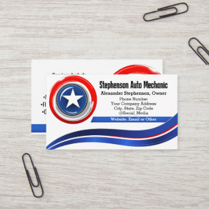 Patriotic Star Red White and Blue Contractor Business Card