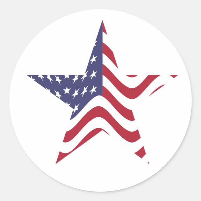 Patriotic Star Red White and Blue Sticker Seal (Front)