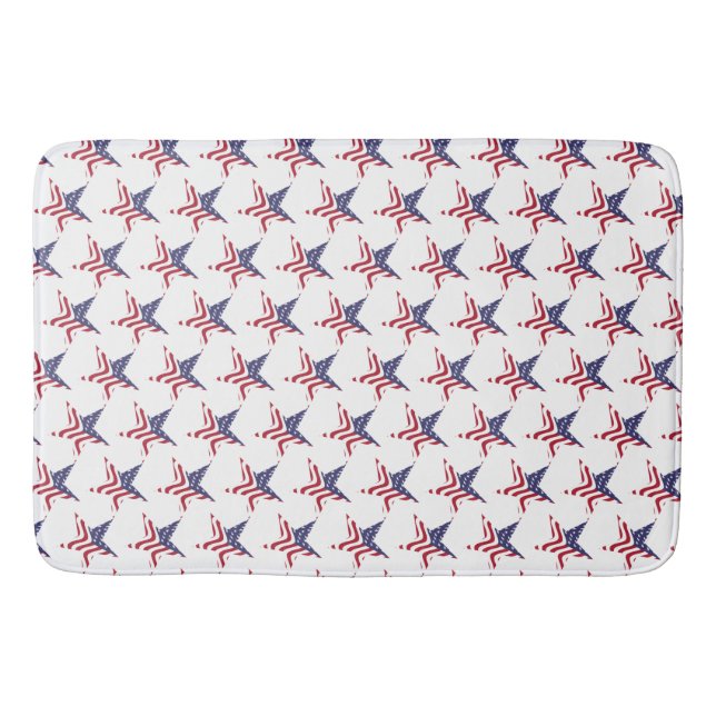 Patriotic Star Red White and Blue Sticker Seal Bath Mat (Front)