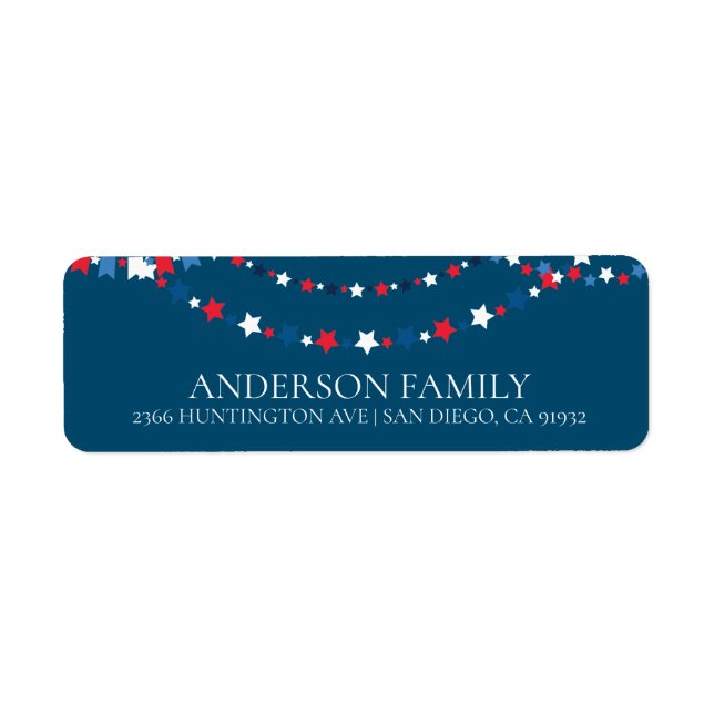 Patriotic Star Return Address Label (Front)