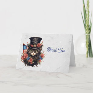 Patriotic Star Spangled Cat Thank You Card