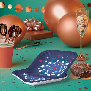 Patriotic Starburst Red White and Blue USA Paper Plate