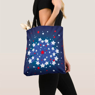 Patriotic Starburst Red White and Blue USA  Tote Bag