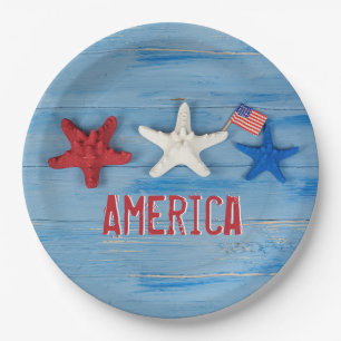 Patriotic Starfish Paper Plate