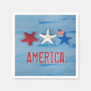 Patriotic Starfish With American Flag Napkin