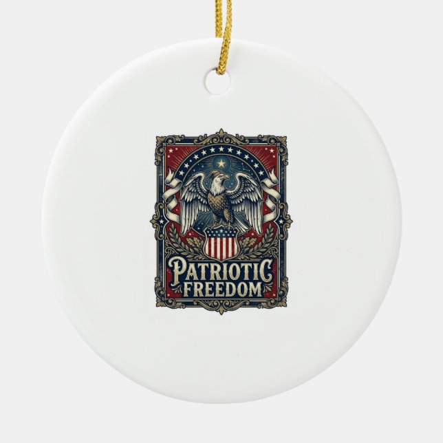 Patriotic Stargazer Vector Graphic Tee Ceramic Tree Decoration (Front)
