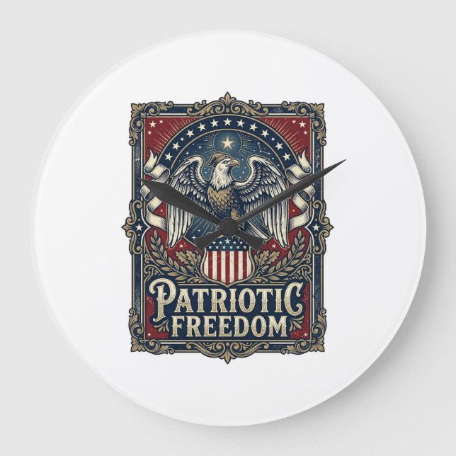 Patriotic Stargazer Vector Graphic Tee Large Clock (Front)